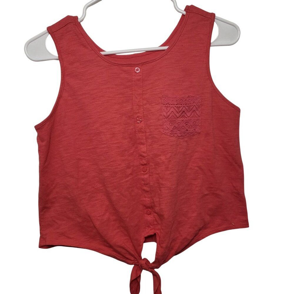 Wonder Nation Girls Tie Front Coral Tank Top